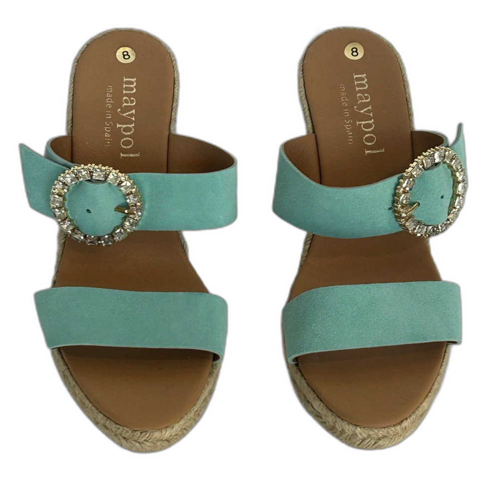 Maypol Sandals Women’s Size 8 Color Turquoise Wedge Made in Spain